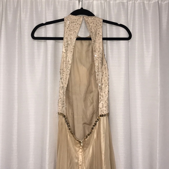 Champagne Beaded Prom Dress, Opened Back - Picture 4 of 6